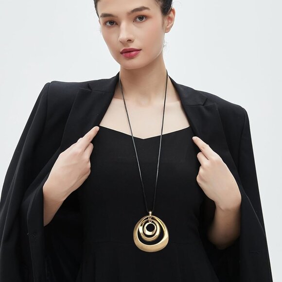 Leather Necklace for Women Long Boho Necklace Bohemian Choker Vintage Necklace B - Picture 2 of 9